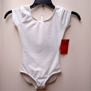 Capezio short sleeve white leotard ic